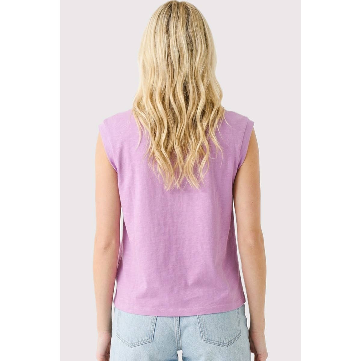 SMOCKED SLEEVELESS COTTON TOP