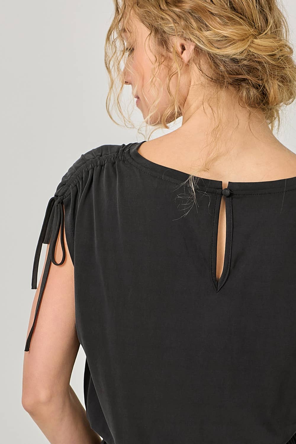 Modal Cinched Shoulder Tie Romper