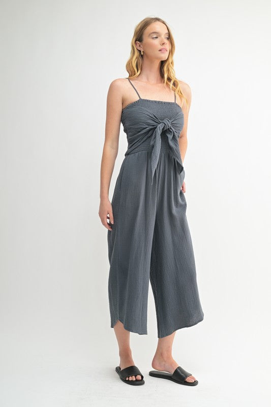 Tie front romper