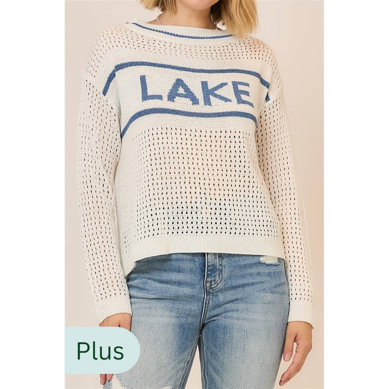 Curvy Open Light Knit LAKE Pullover Sweater