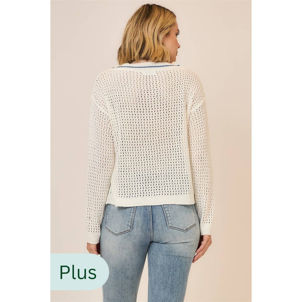 Curvy Open Light Knit LAKE Pullover Sweater