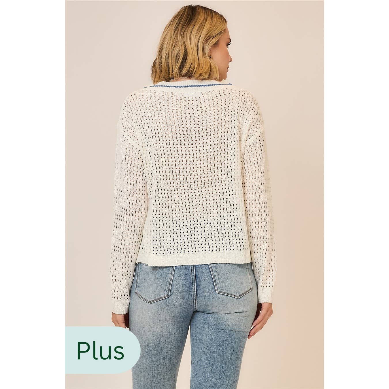 Curvy Open Light Knit LAKE Pullover Sweater