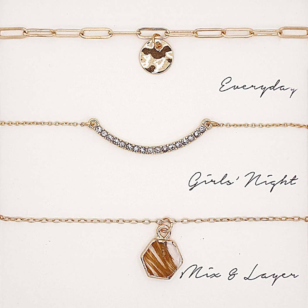 3PC Assorted Layering Pendant Necklace Gift Set