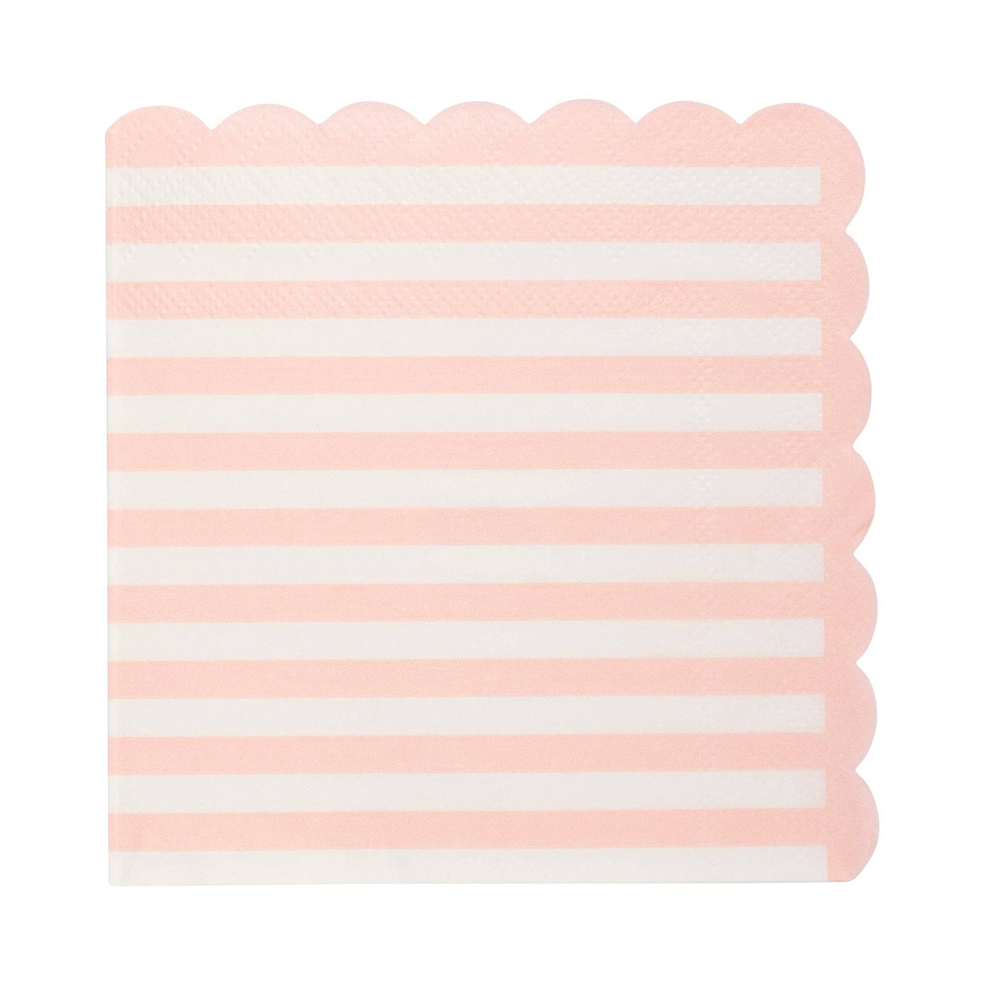 5" Pink Striped Scalloped Cocktail Napkins