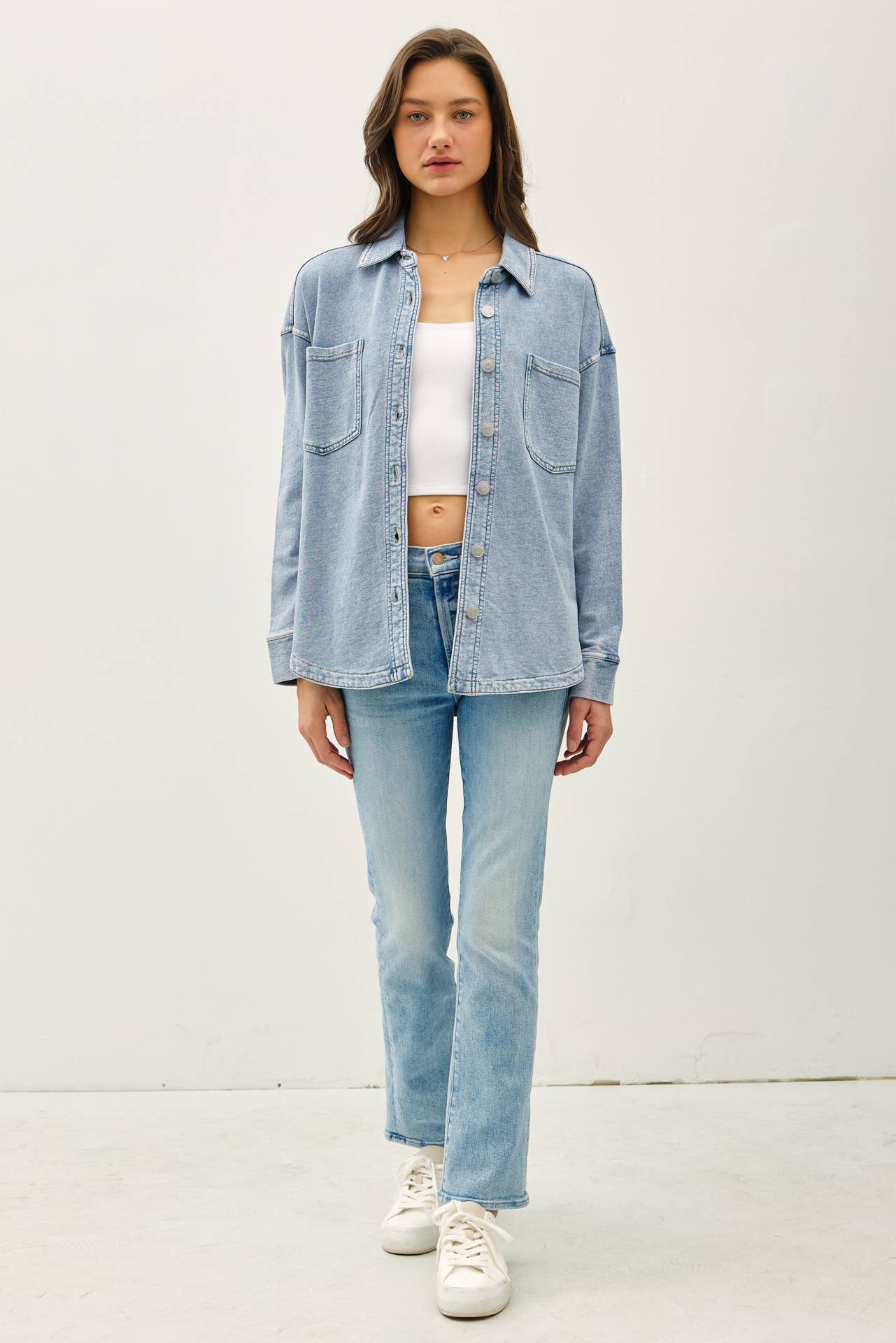 Stretch Denim Shirt Jacket