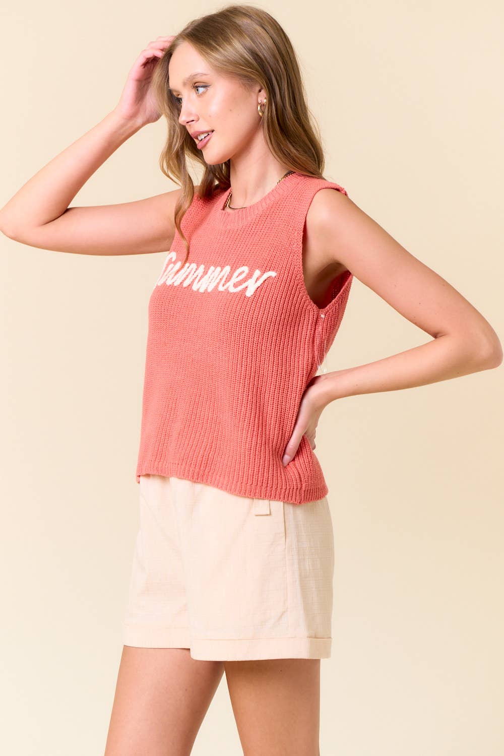 ROUND NECK SUMMER SWEATER TANK TOP
