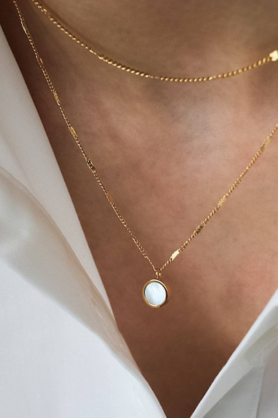 18K Gold Plated Waterproof Stainless Steel Layered Necklace