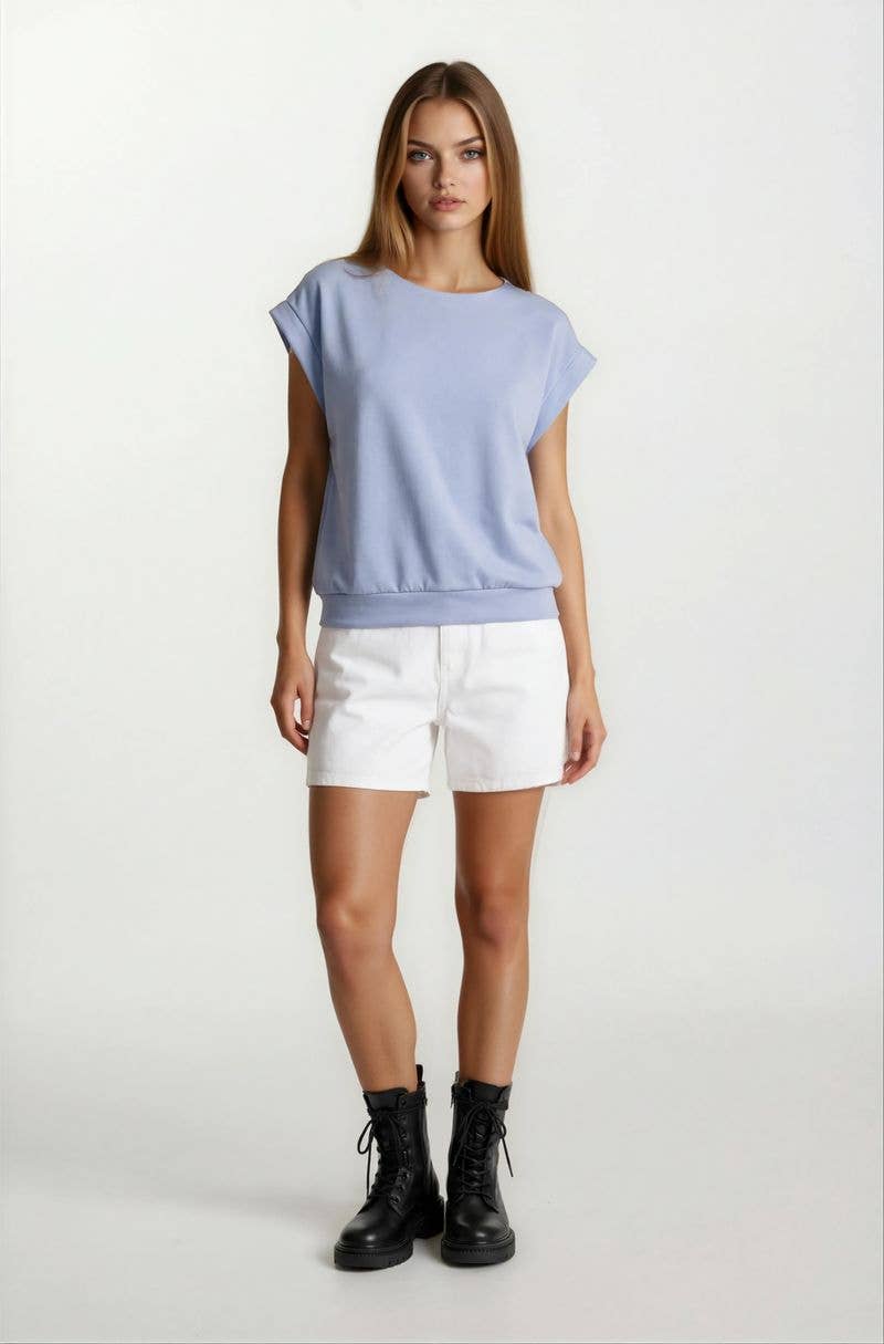 BRUSHED MODAL DROP SHOULDER PLEATED TOP