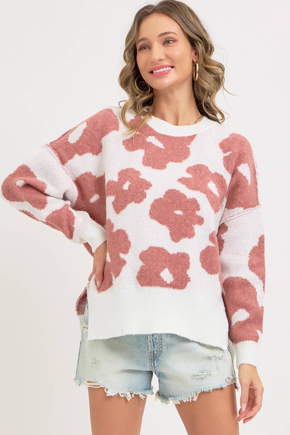 FLORAL LOOSE FIT SWEATER
