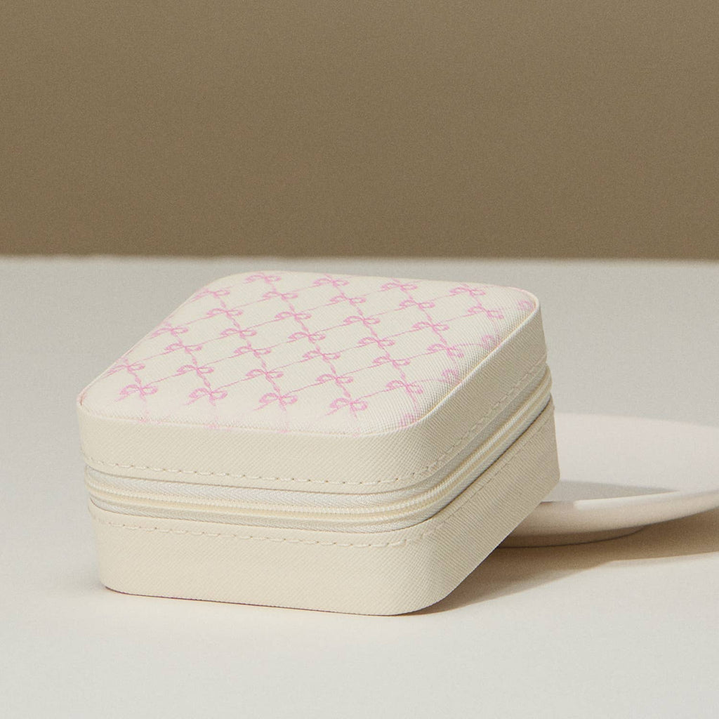 Bow Monogram Print Jewelry Box -Travel Size