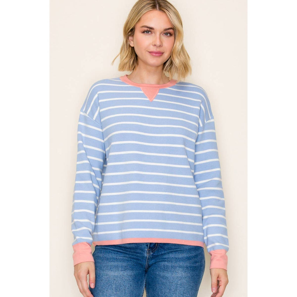 CONTRAST STRIPED SWEATER
