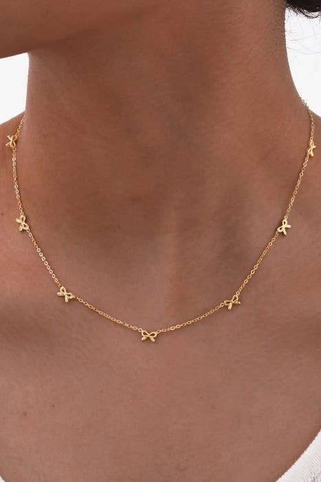 18K STAINLESS STEEL TARNISH FREE BOW NECKLACE