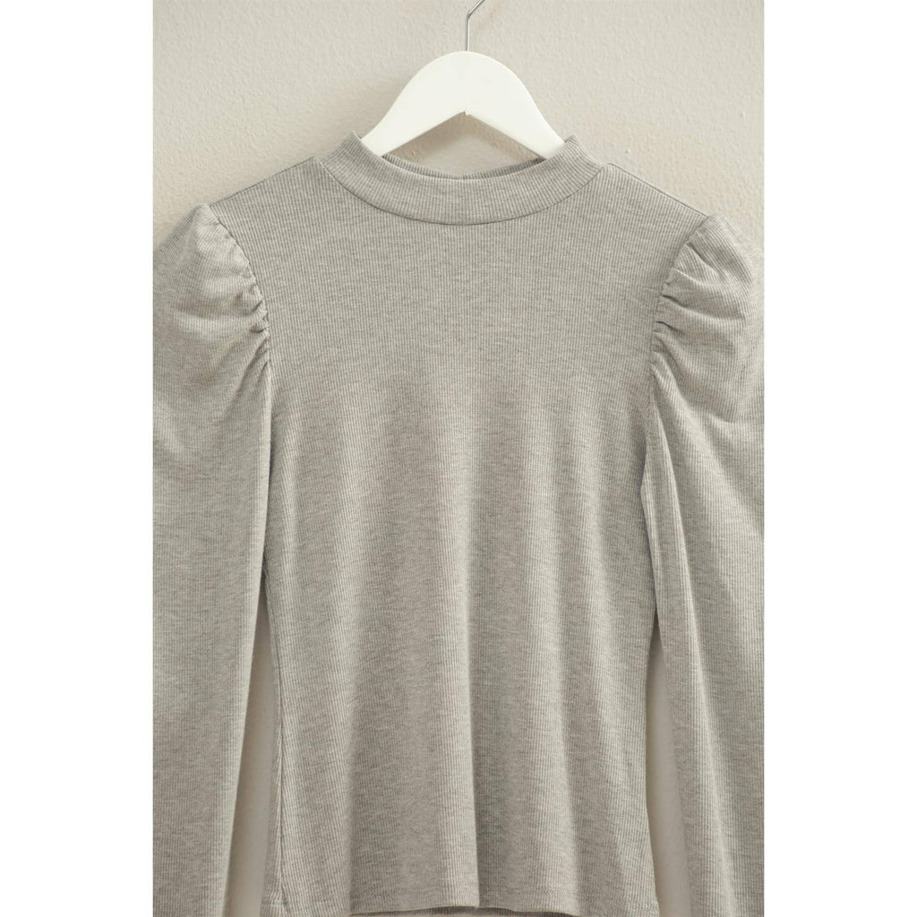 Elegant Puff-Sleeve Fitted Top With Keyhole Back