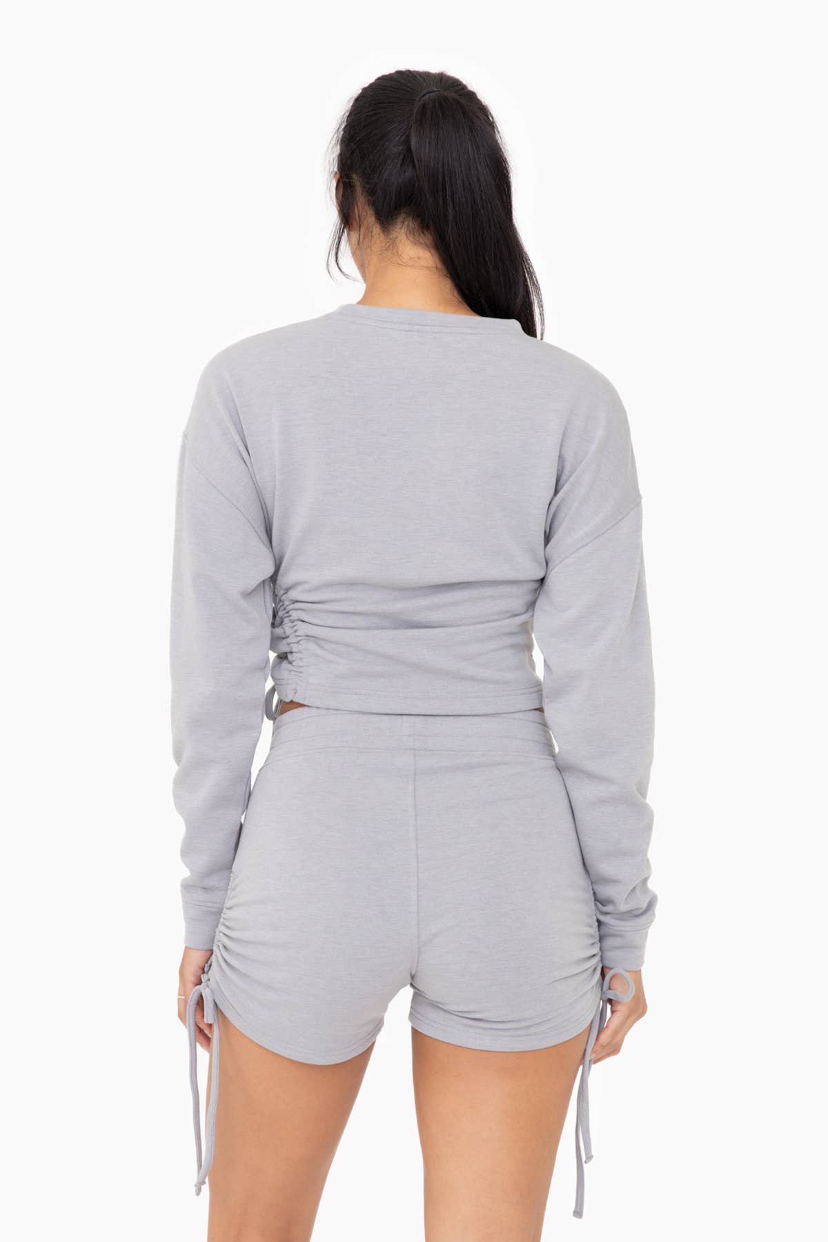 Fleece Side Cinch Crewneck Top