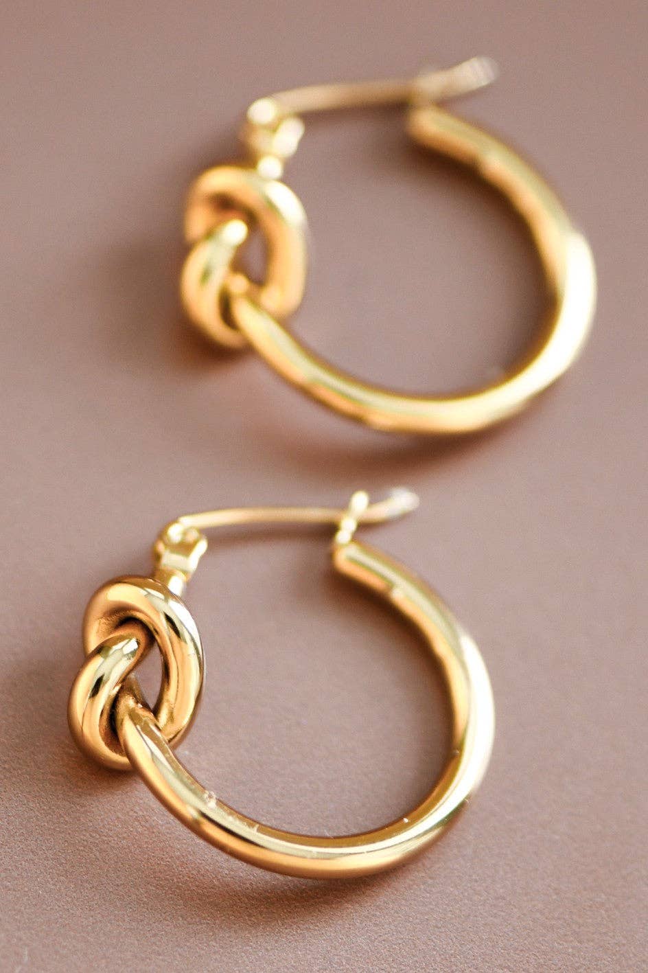 18K Gold Plated Waterproof Stainless Steel Knot Hoop Earrings