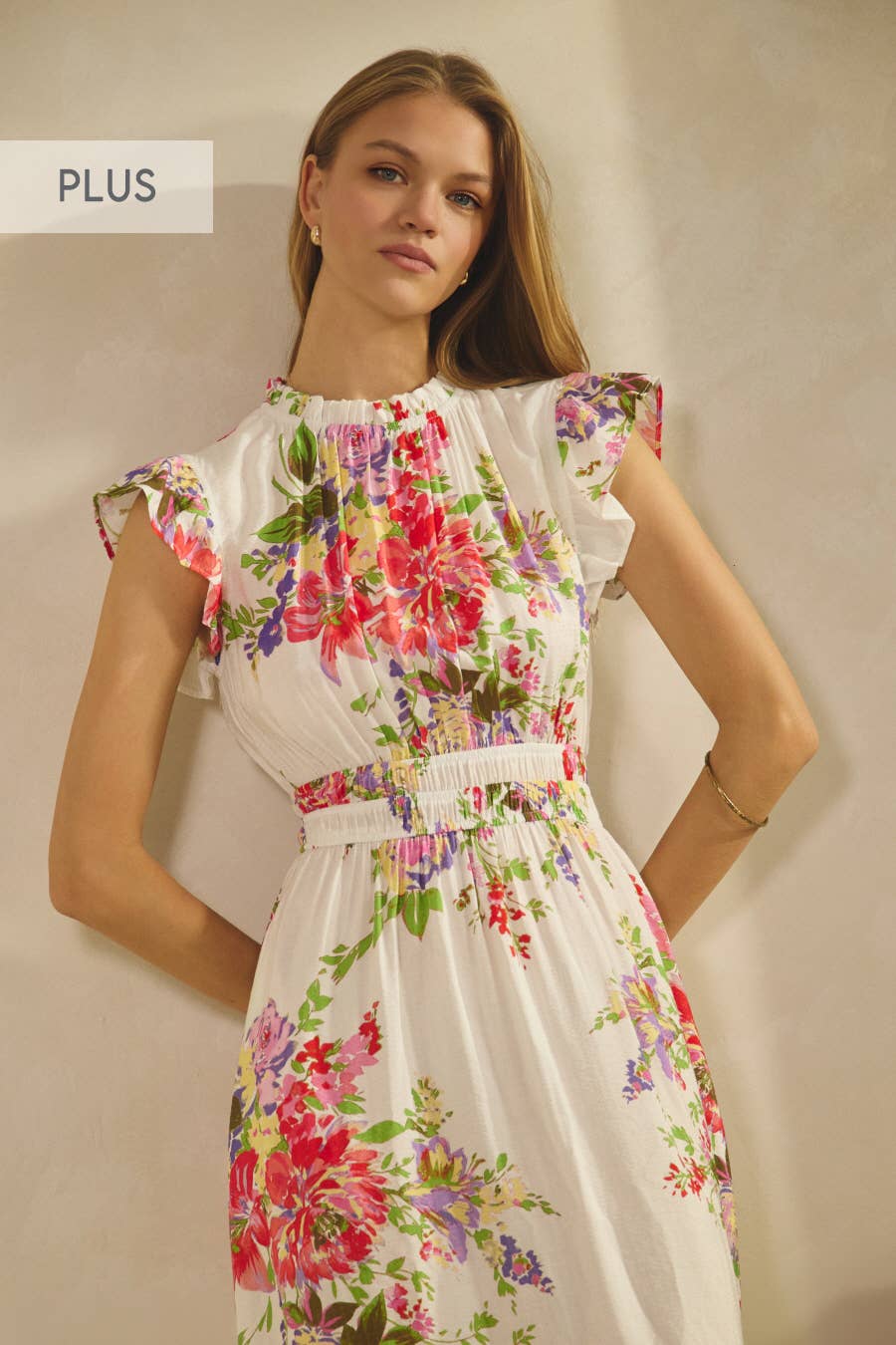 Curvy Floral Print Midi Dress