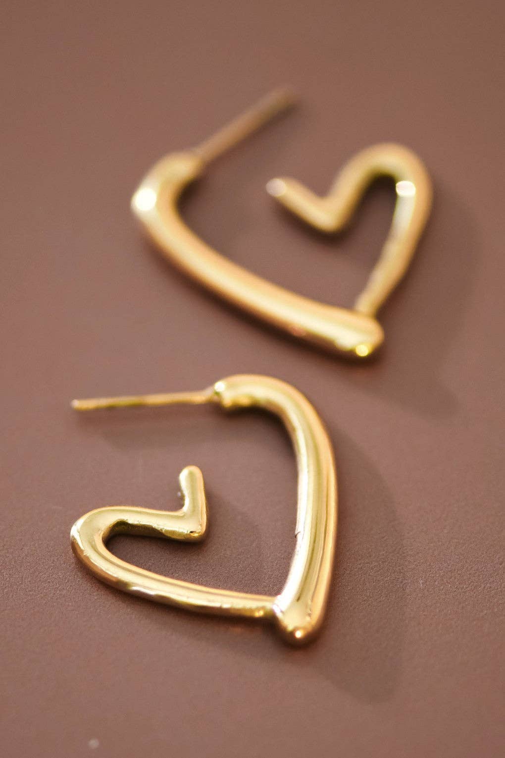 18K Gold Plated Waterproof Stainless Steel Heart Earrings
