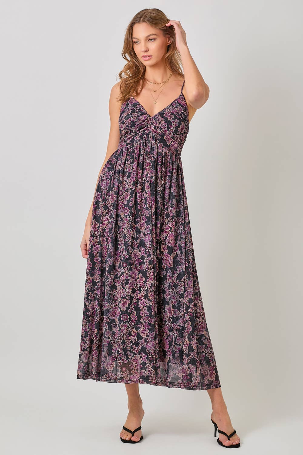 Criss Cross Back Pink Floral Dress