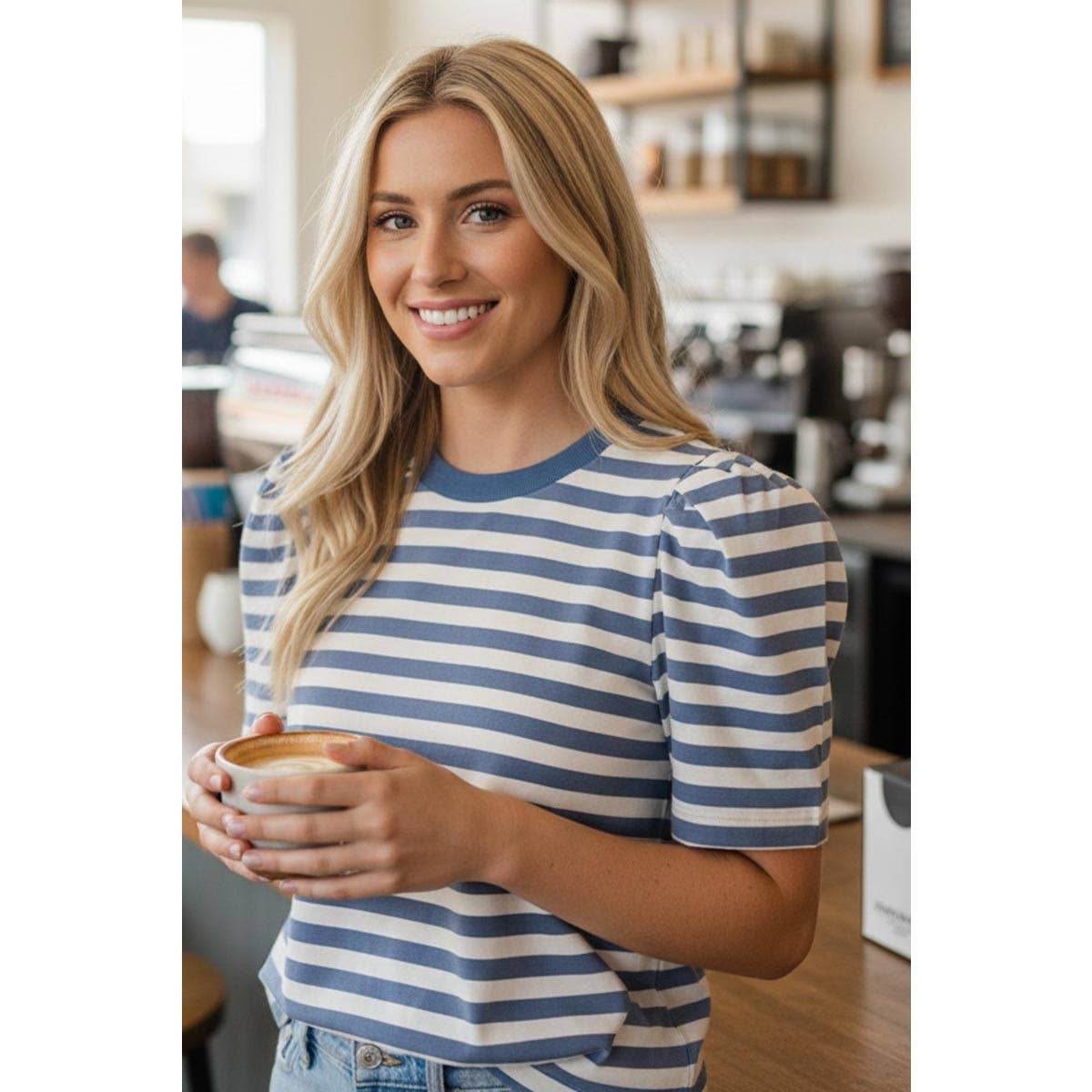 HALF SLEEVE STRIPED TOP
