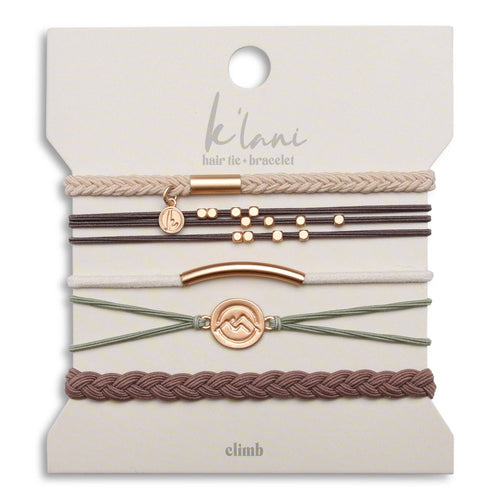 "Climb" Gold Mountain Peak Charm Hair Tie Bracelets