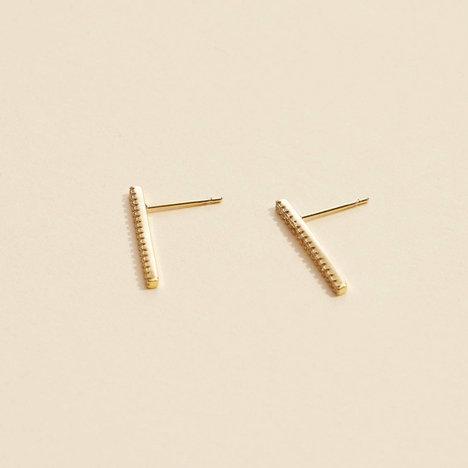Sleek Bar Rhinestone Gold-Dipped Stud Earrings