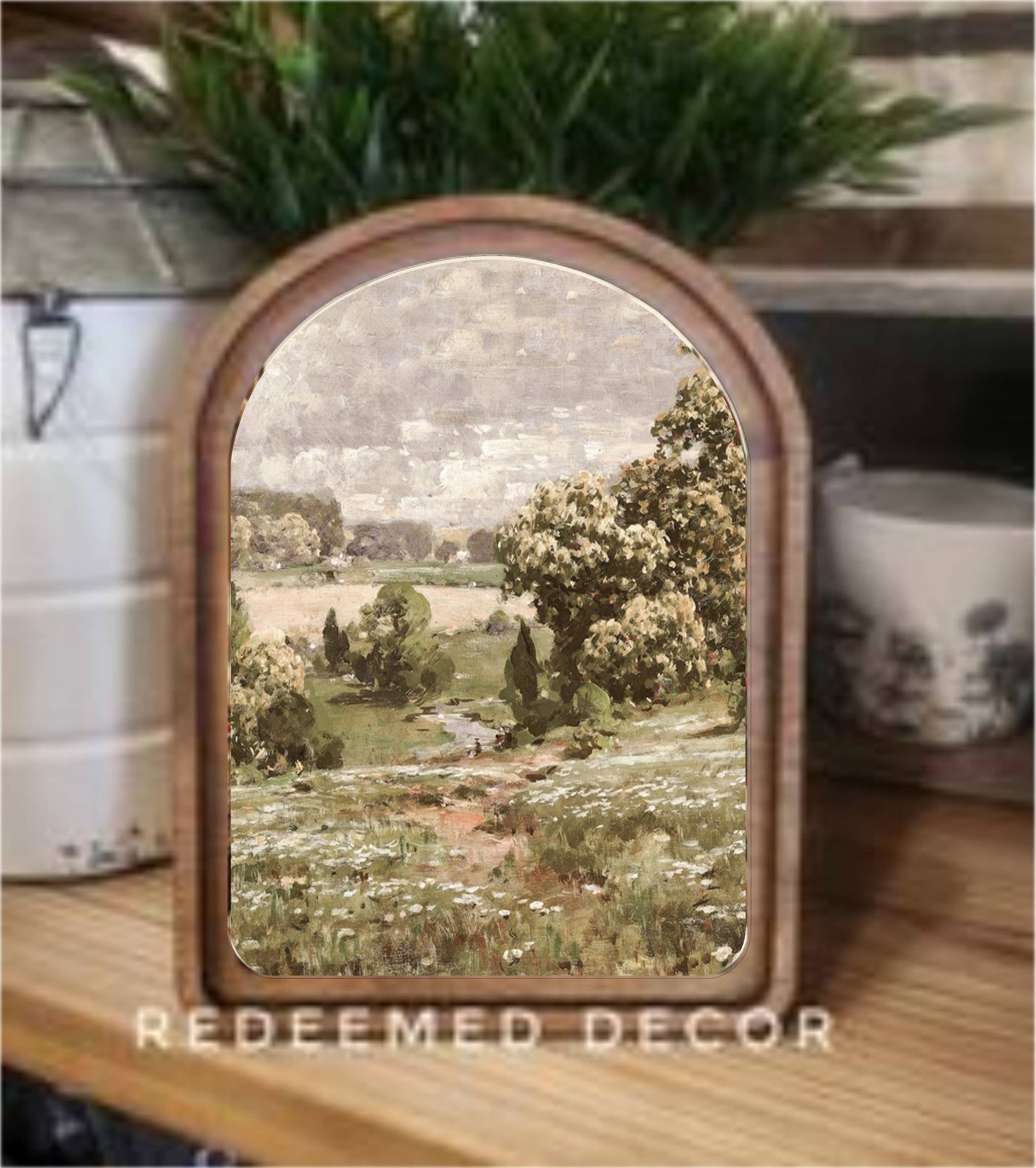6x8 Arch Top Spring Landscape Framed Art