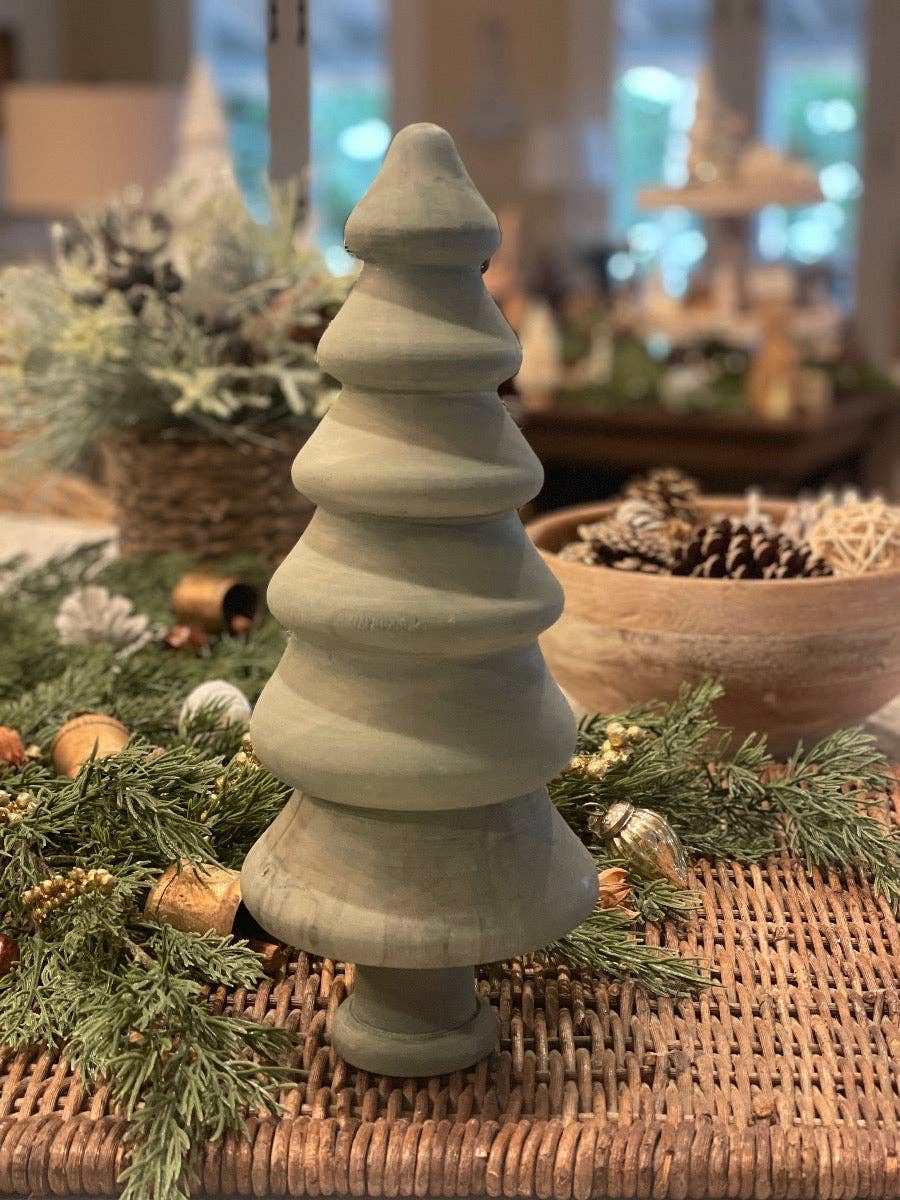 12" Green Tiered Christmas Wooden Tree