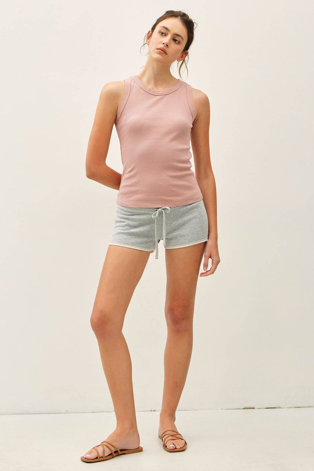 COTTON GARMENT DYED ROUND NECK TANK