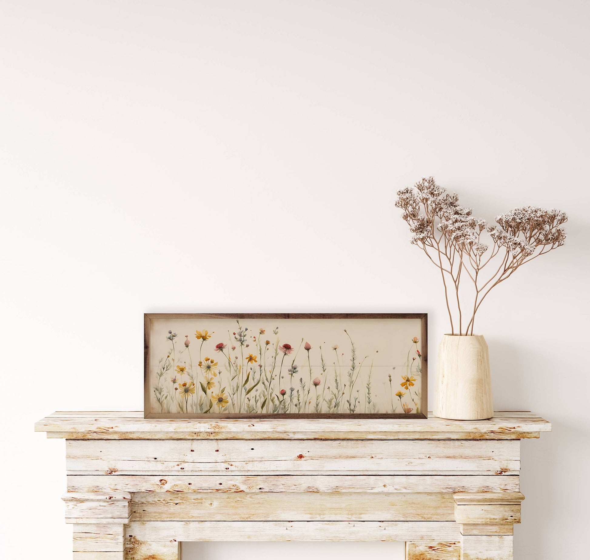 Simple Field Flowers Wooden Sign 12 x 4