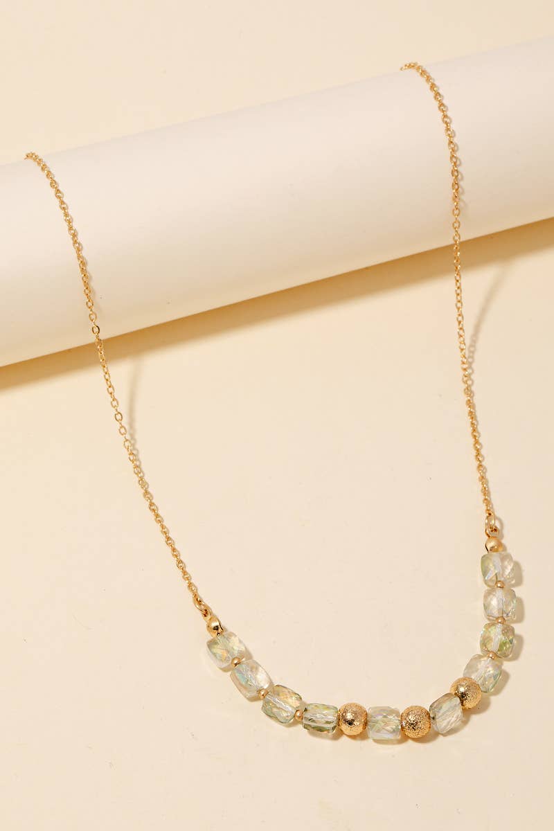 Faceted Glass And Metallic Beads Chain Necklace