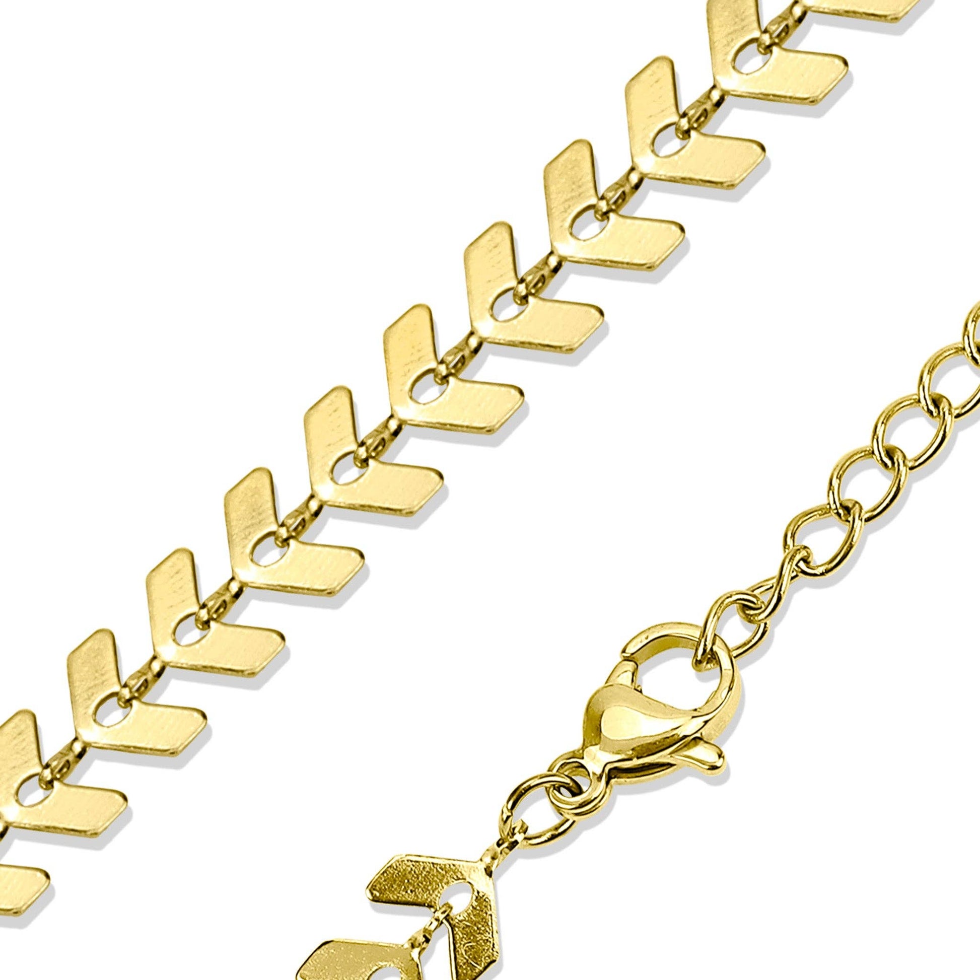 Stainless Steel Chevron Chain Necklace for Women: Gold / 18"+2" Ext