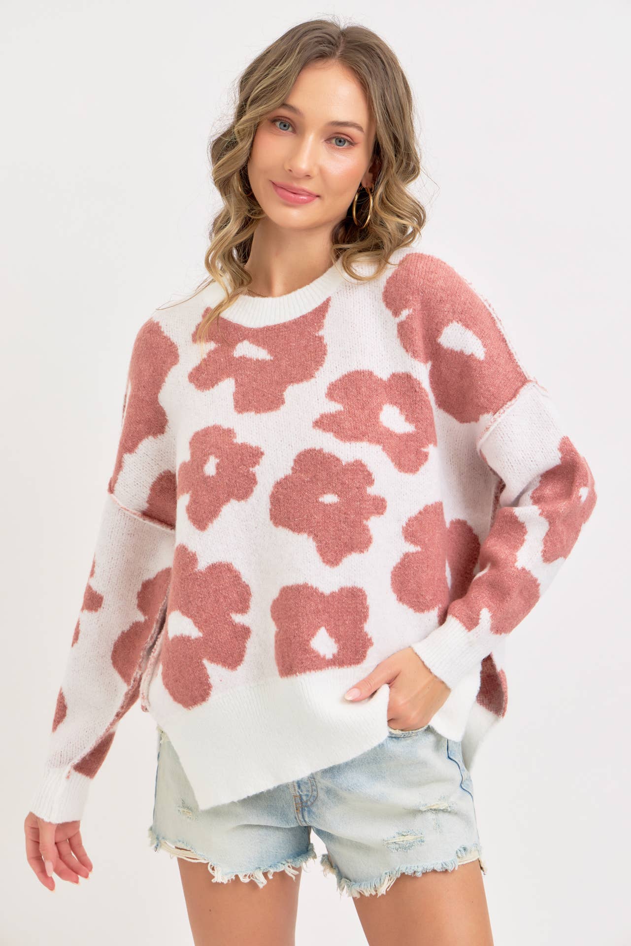 FLORAL LOOSE FIT SWEATER