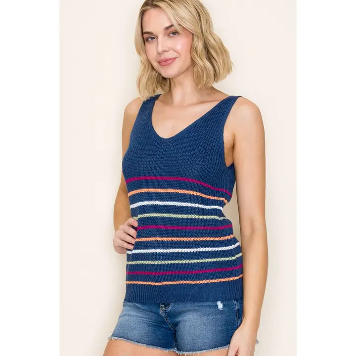 Multi Color Striped Sweater Tank
