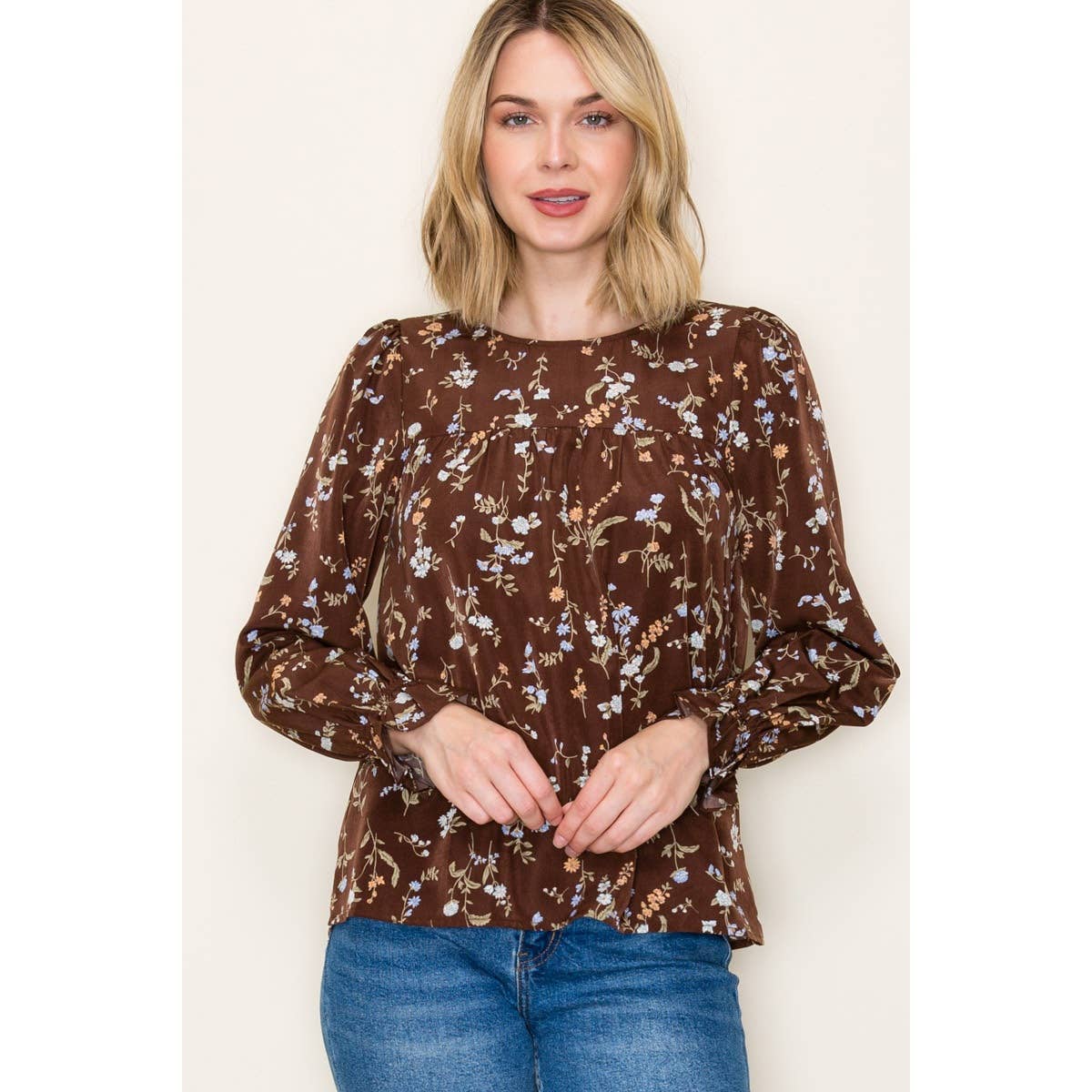 RUFFLE HEM FLORAL PRINT TOP