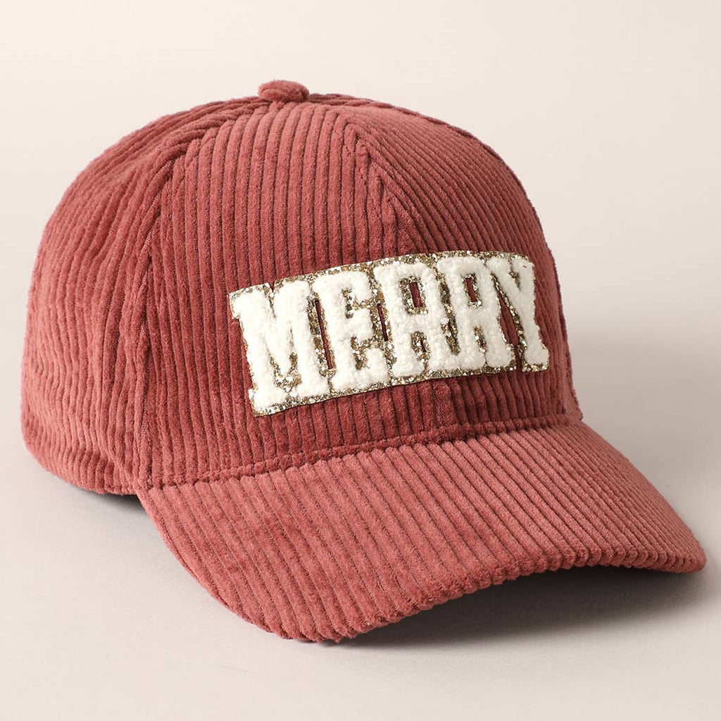 MERRY Embroidery Patch Corduroy Cap