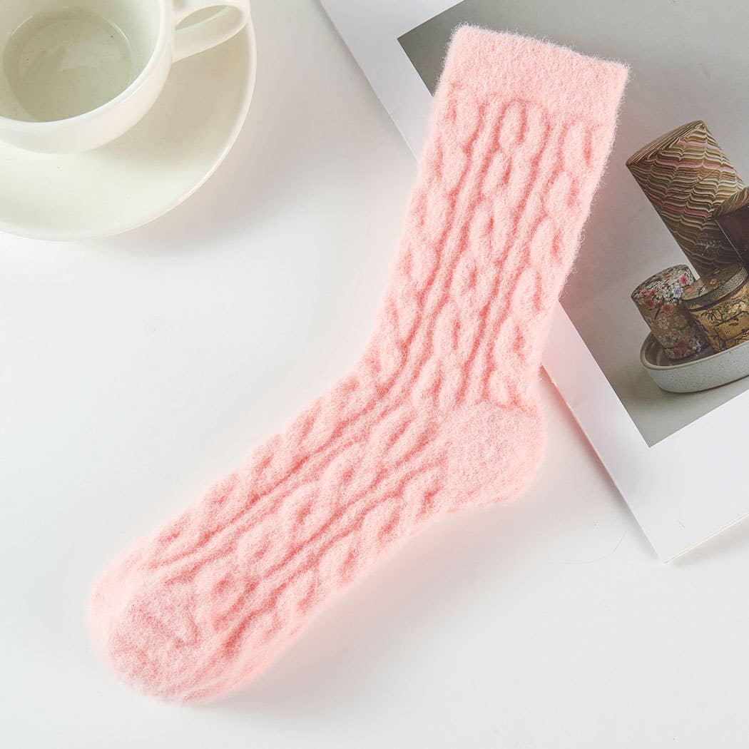 Cable Knit Fuzzy Winter Socks
