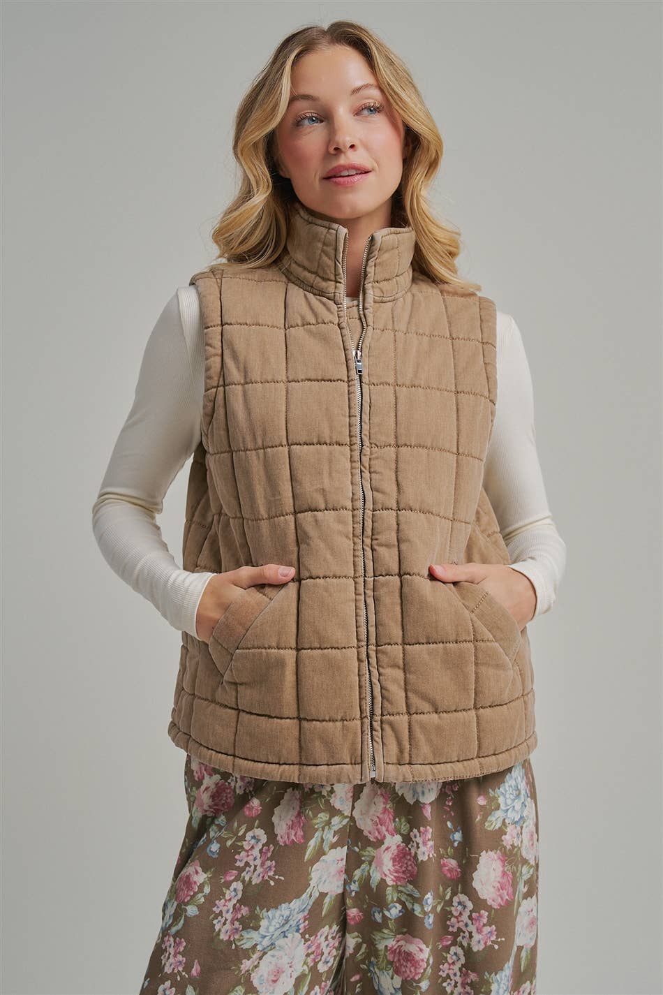 VINTAGE WASHED QUILTED PUFFER VEST