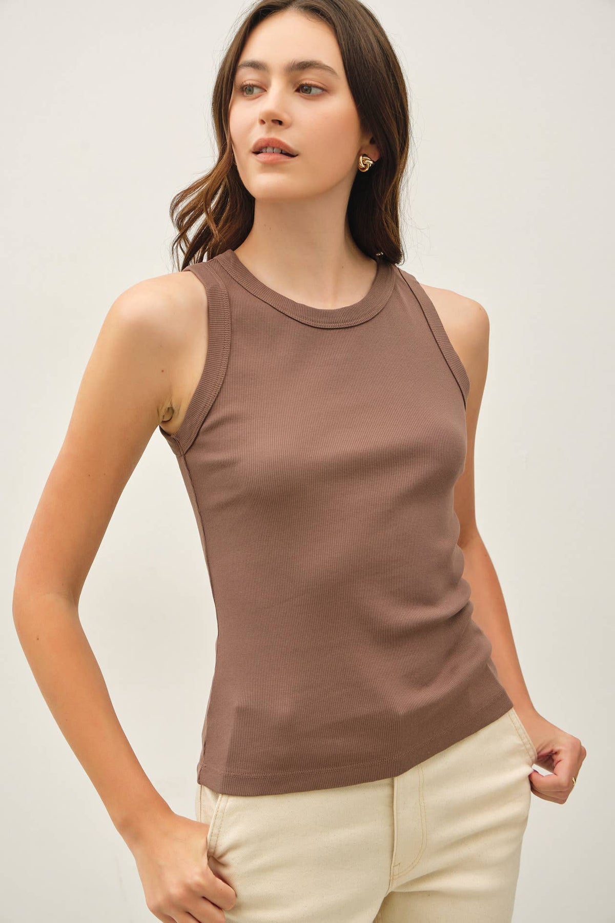 COTTON GARMENT DYED ROUND NECK TANK