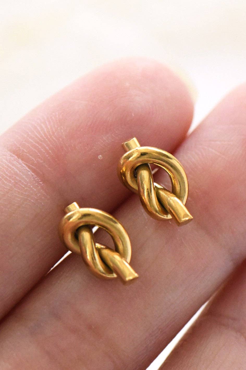 18K Gold Plated Waterproof Stainless Steel Knot Stud Earrings