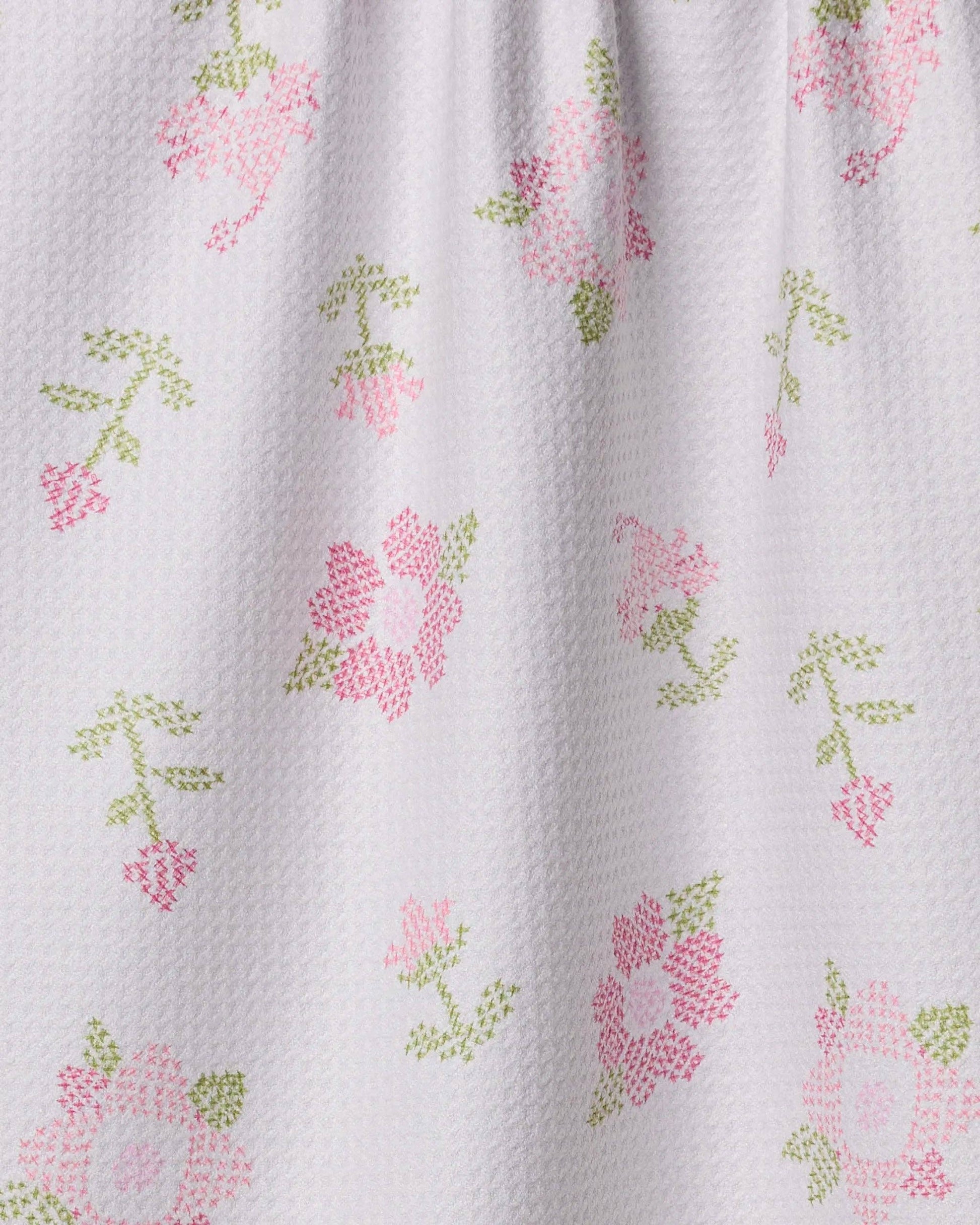 Cross Stitch Floral Tea Towel
