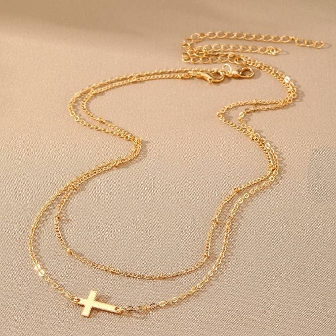 18K STAINLESS STEEL TARNISH FREE CROSS NECKLACE