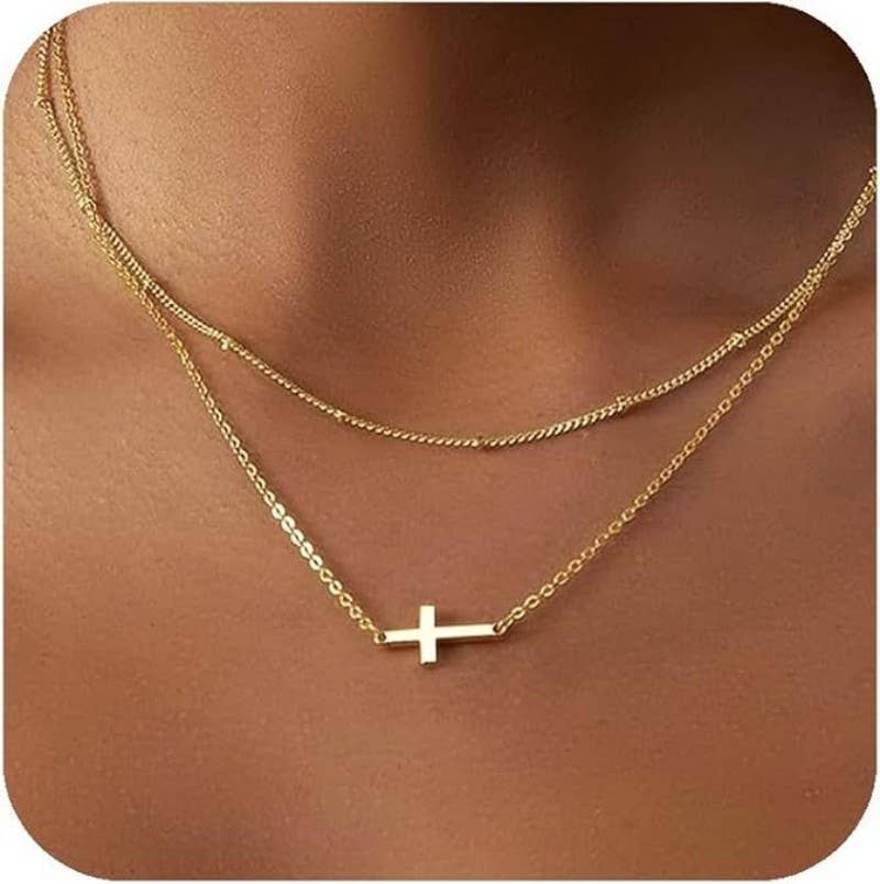 18K STAINLESS STEEL TARNISH FREE CROSS NECKLACE