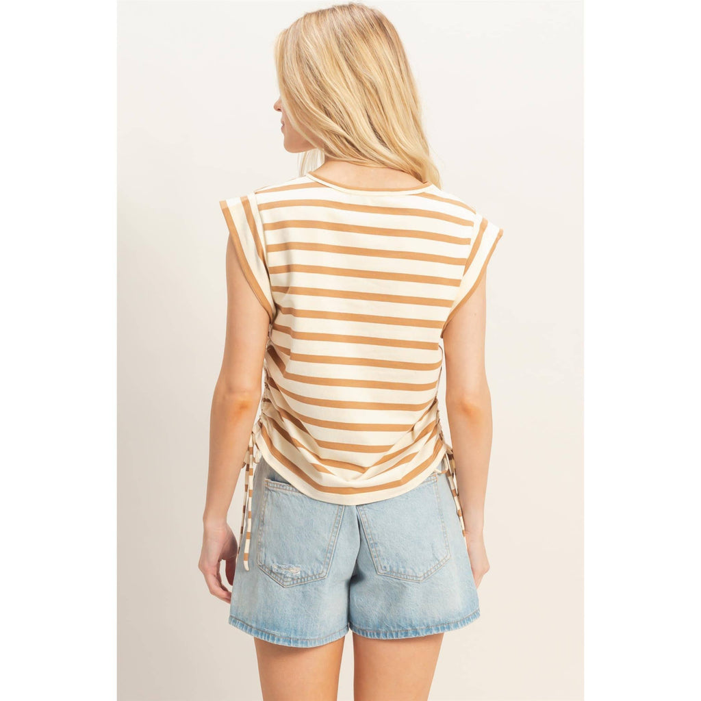 Striped Sleeveless Tie-Side Top