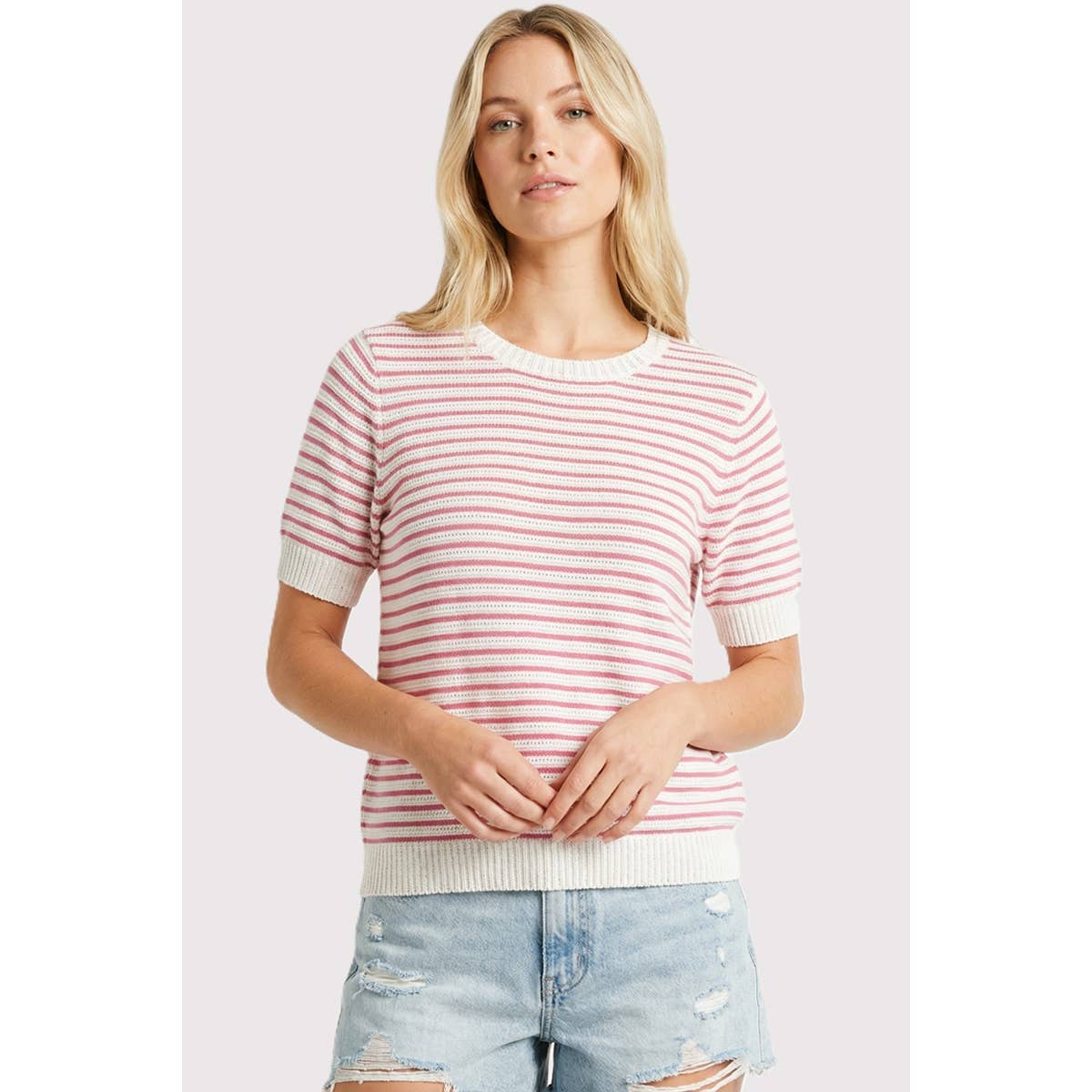 POINTELLE STRIPED SWEATER