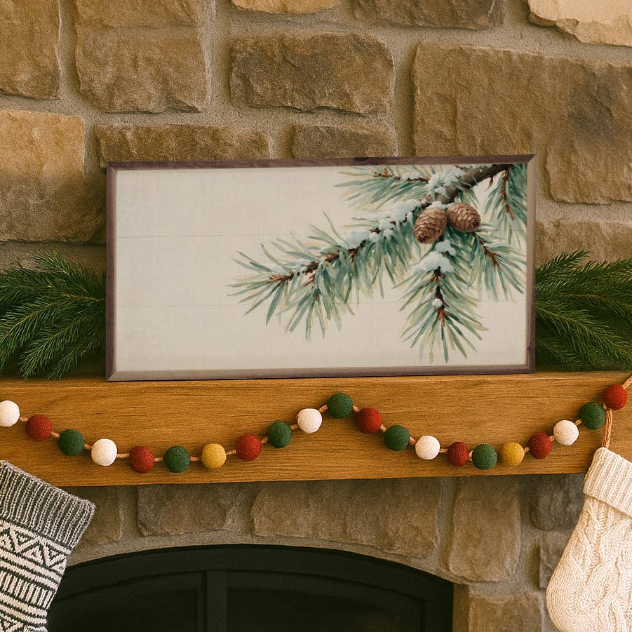 Pine Branch With Snow Horizontal 16x8
