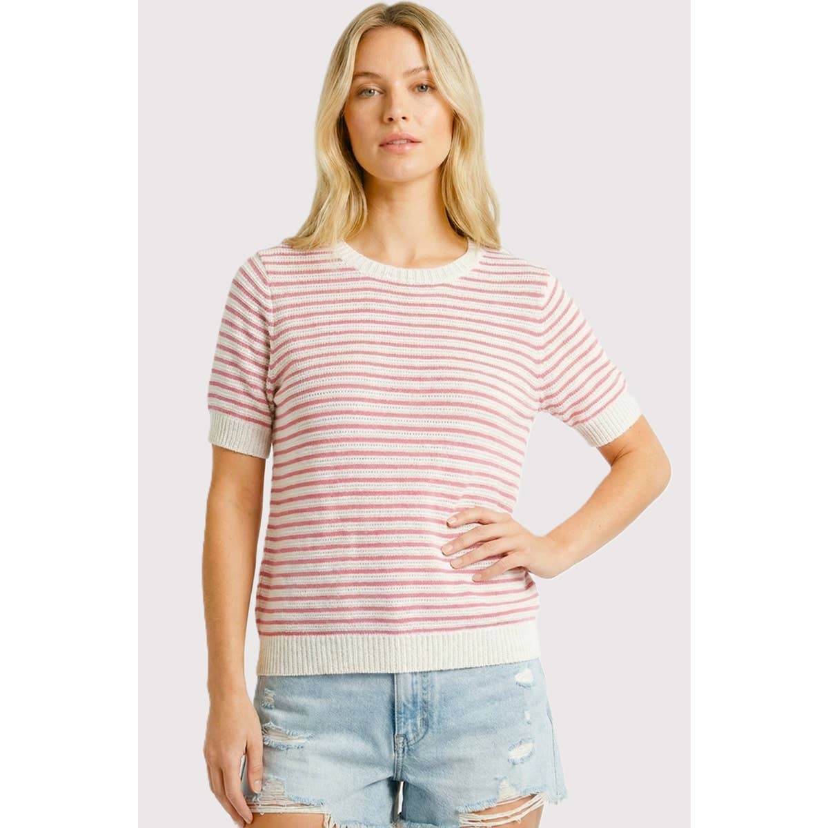 POINTELLE STRIPED SWEATER