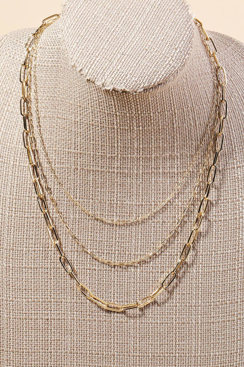 Triple Oval Chain Link Necklace