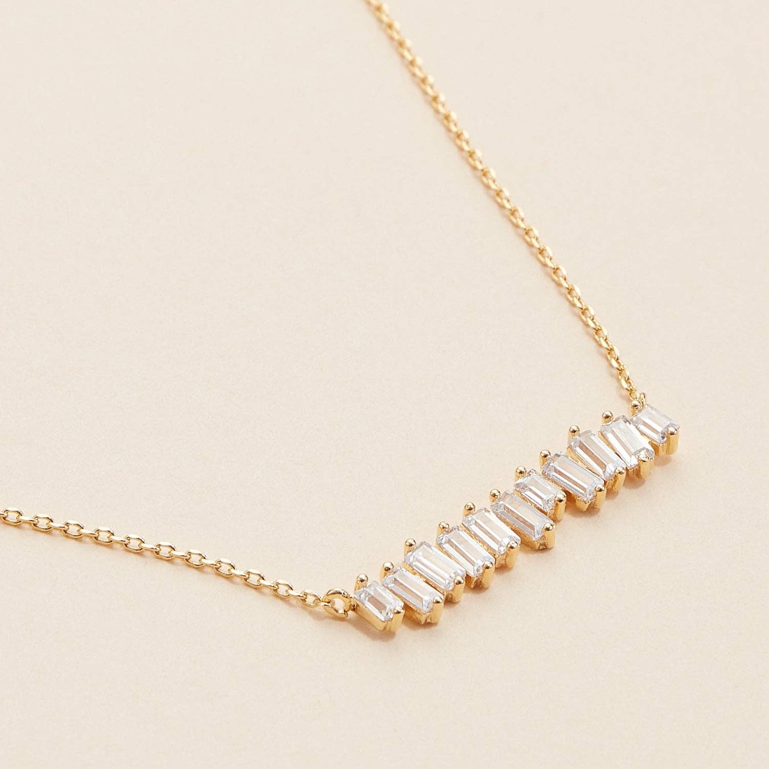Gold Dipped Baguette Bar Necklace