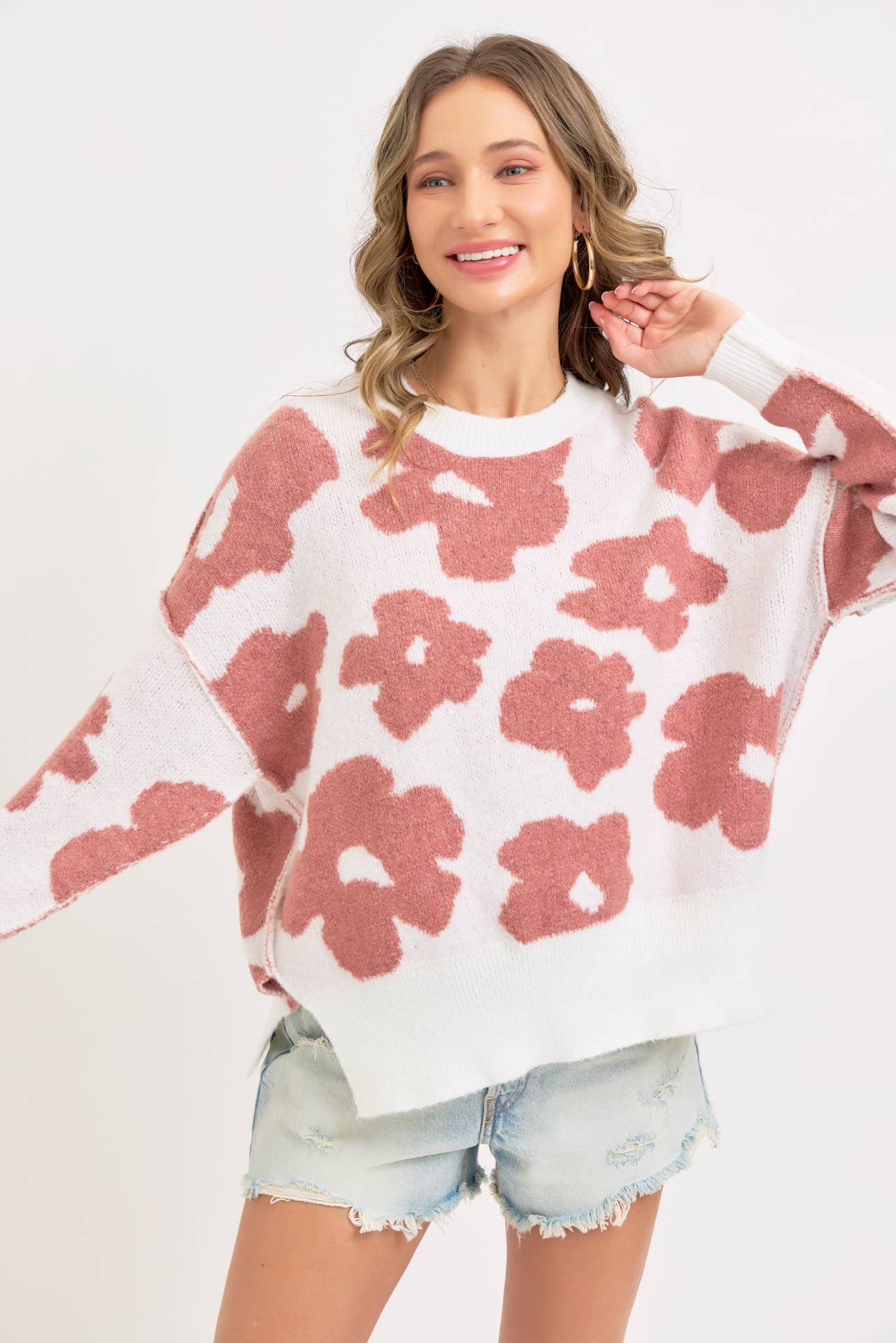 FLORAL LOOSE FIT SWEATER