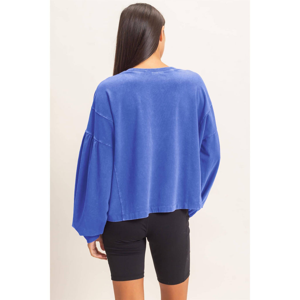Mineral Wash Puff Long Sleeve Top
